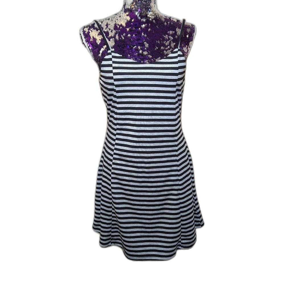 Y2K Aesthetic Striped Mini Dress - Soft Girl Chic Summer Fit Olive + Oak Size XS